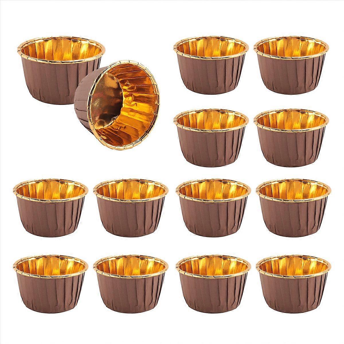 50 Einweg-muffinförmchen Aus Gold-braunem Aluminium