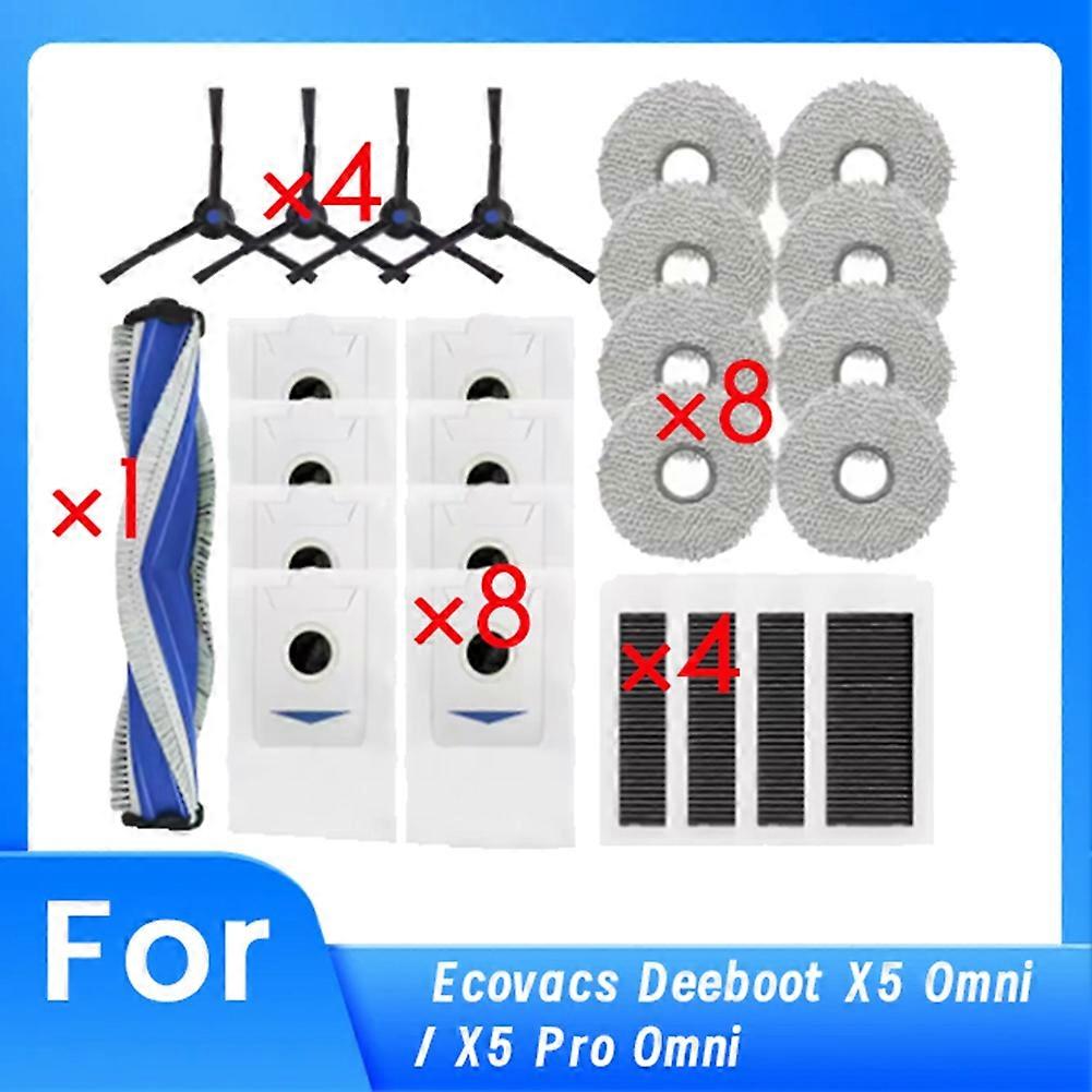 Packung Mit 25 Zubehörteilen Für Ecovacs Deeboot X5 Omni / X5 Pro Omni Staubsauger: Seitenbürste, Filter, Tuch, Staubbeutel.