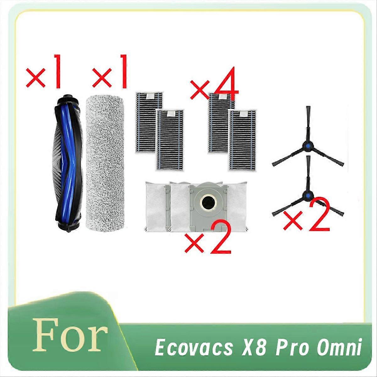 Set Mit 10 Zubehörteilen Für Den Omni X8 Pro Saugroboter: Seitenbürste, Hepa-filter, Reinigungstuch Und Staubbeutel.