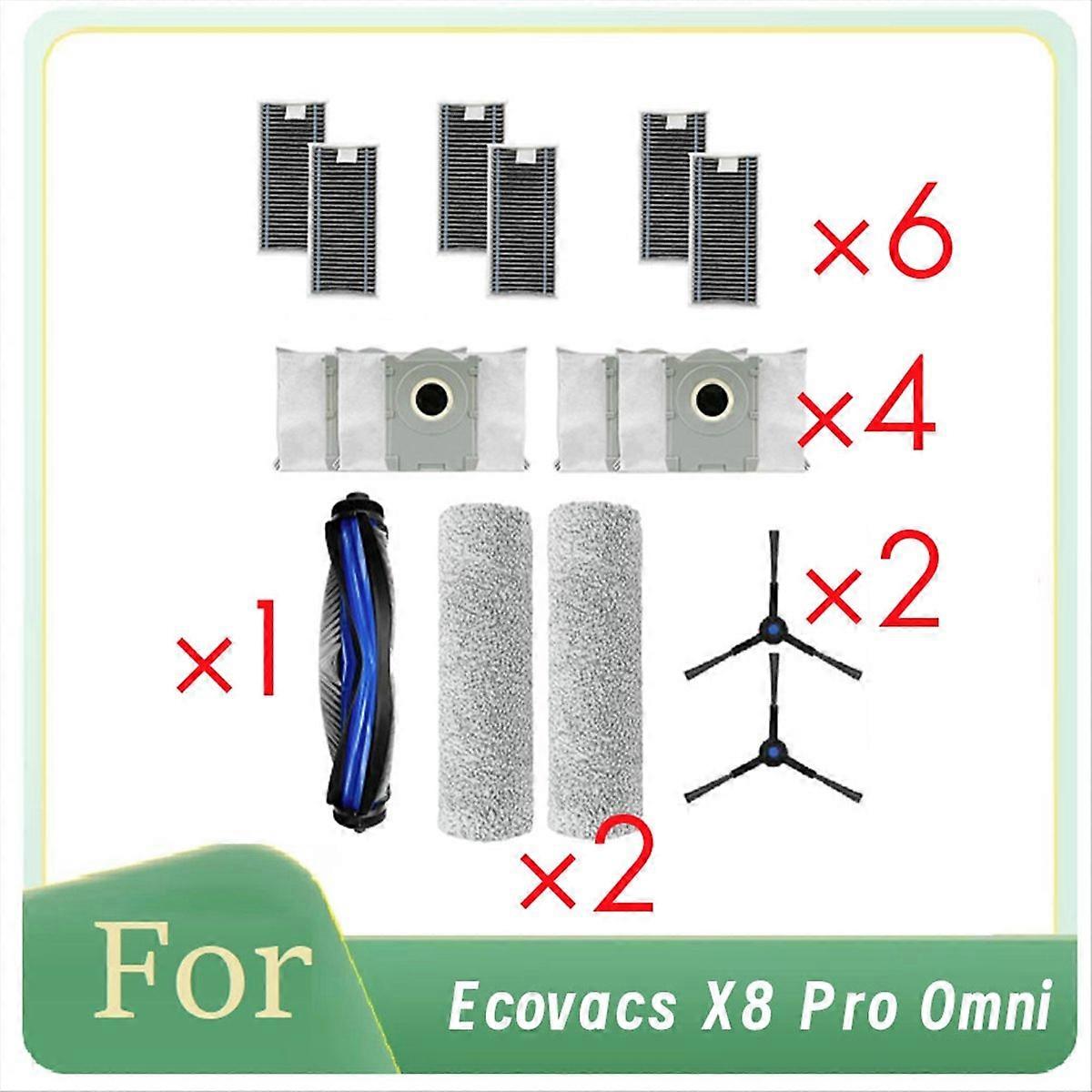 15-teiliges Zubehör Für Den Omni X8 Pro Saugroboter: Seitenbürste, Walze, Hepa-filter, Reinigungstuch Und Staubbeutel. Besonders Widerstandsfähiges Zubehör.