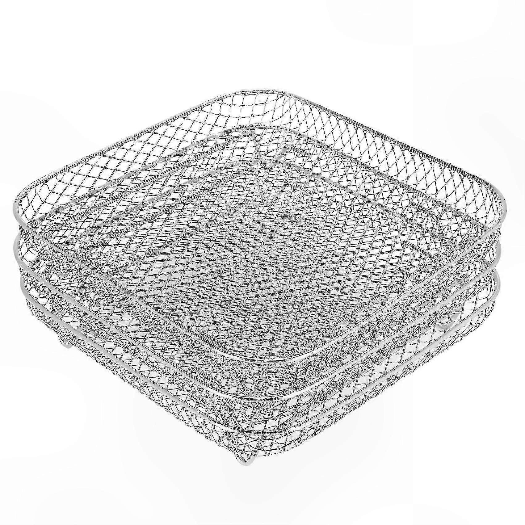 Stapelbarer Dörrrost (20 Cm, Quadratisch) Für Heißluftfritteuse, Ofenkompatibles Zubehör, Mehrstufiges Trockenset, Edelstahl, Wiederverwendbar