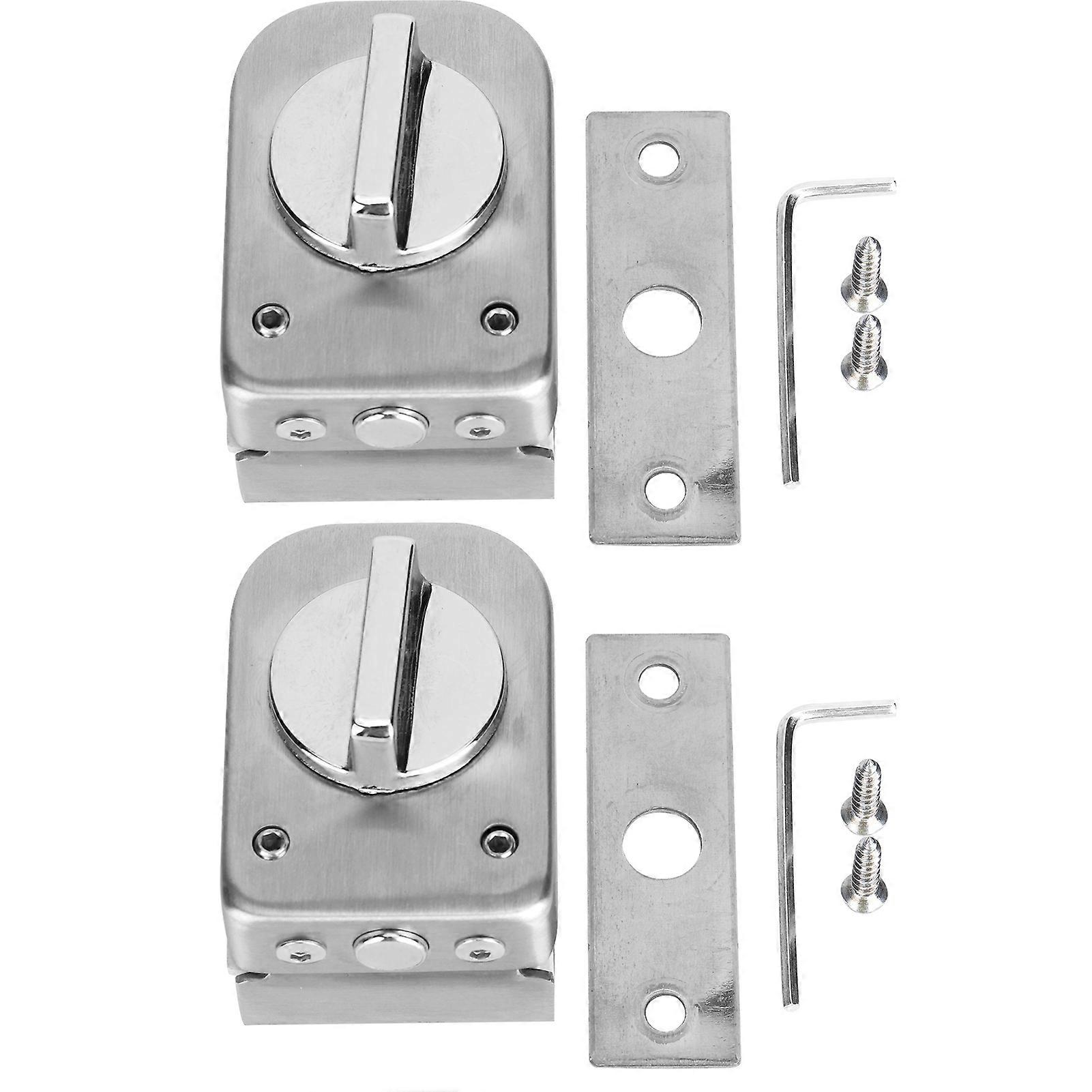 2 Edelstahl-schranktürschlösser, Schraubriegel Für Glastüren, Badezimmer, Toilette, Laden