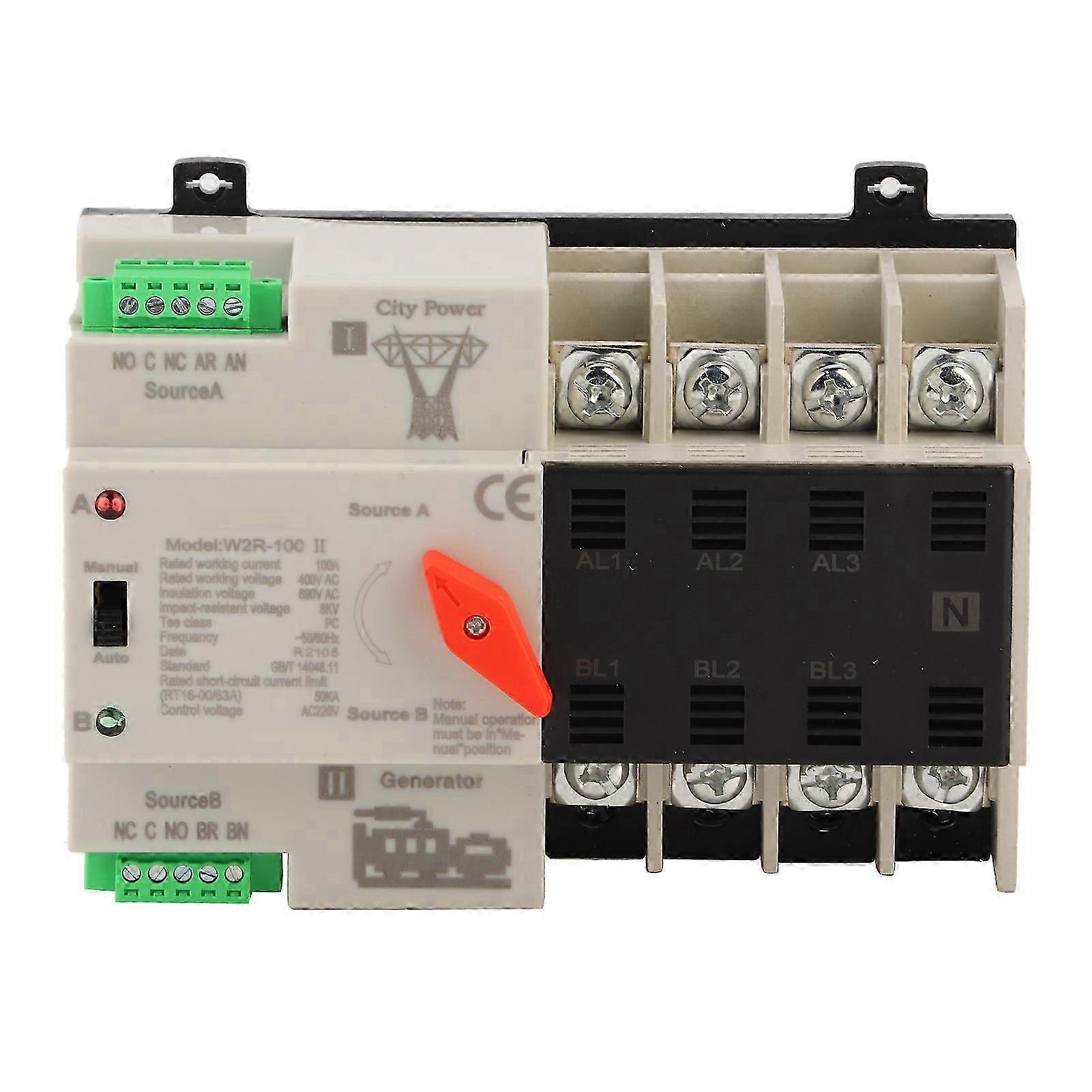 W2r-100 4p 100a Automatischer Umschalter Für Netz- Und Generatorbetrieb, Notstromversorgung, Industrieeinsatz