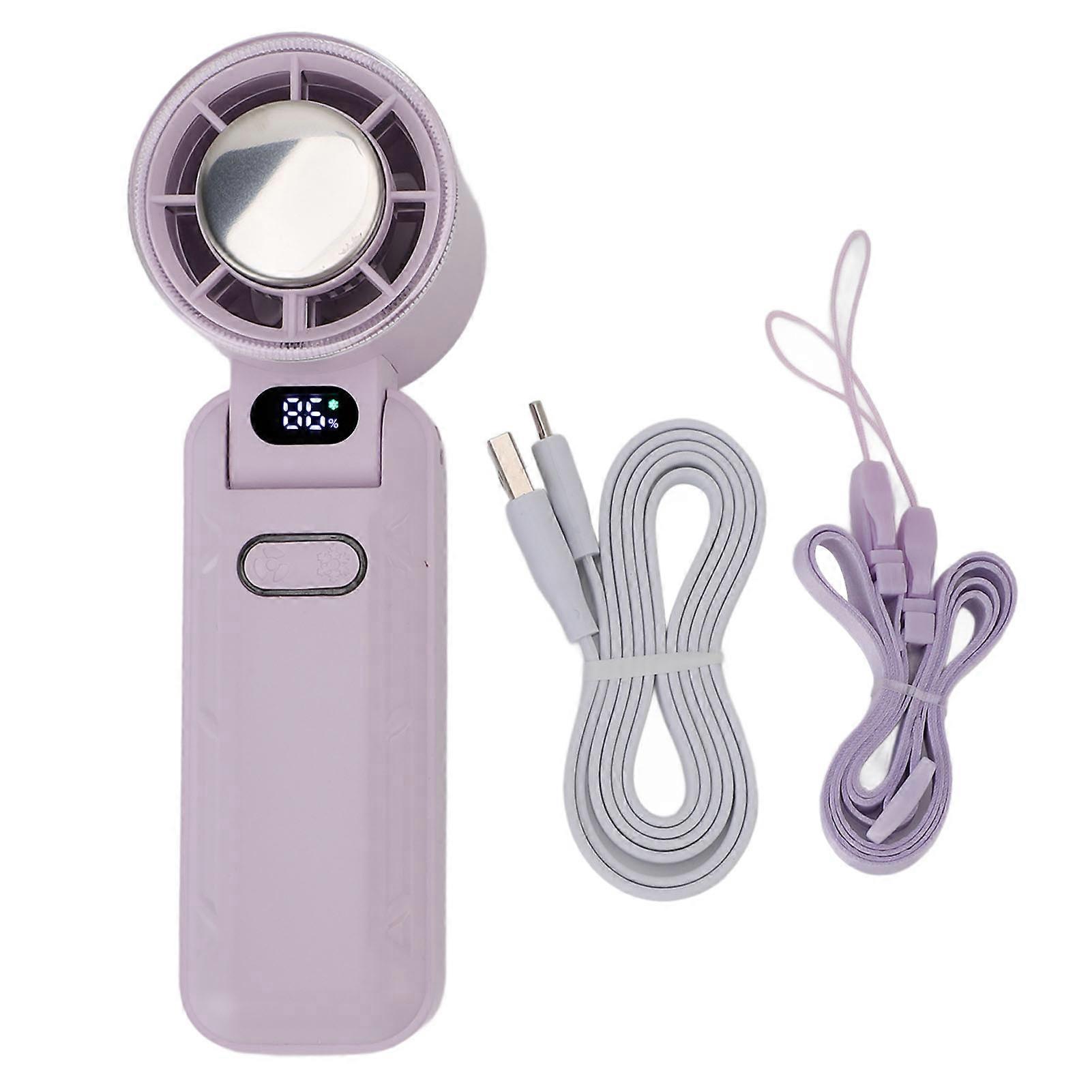 Tragbarer, Faltbarer, Geräuscharmer, 5-stufiger, Über Usb Aufladbarer Ventilator Mit Digitalanzeige Mini-hochgeschwindigkeits-windschutz Für Reisen, Strand Und Zuhause.