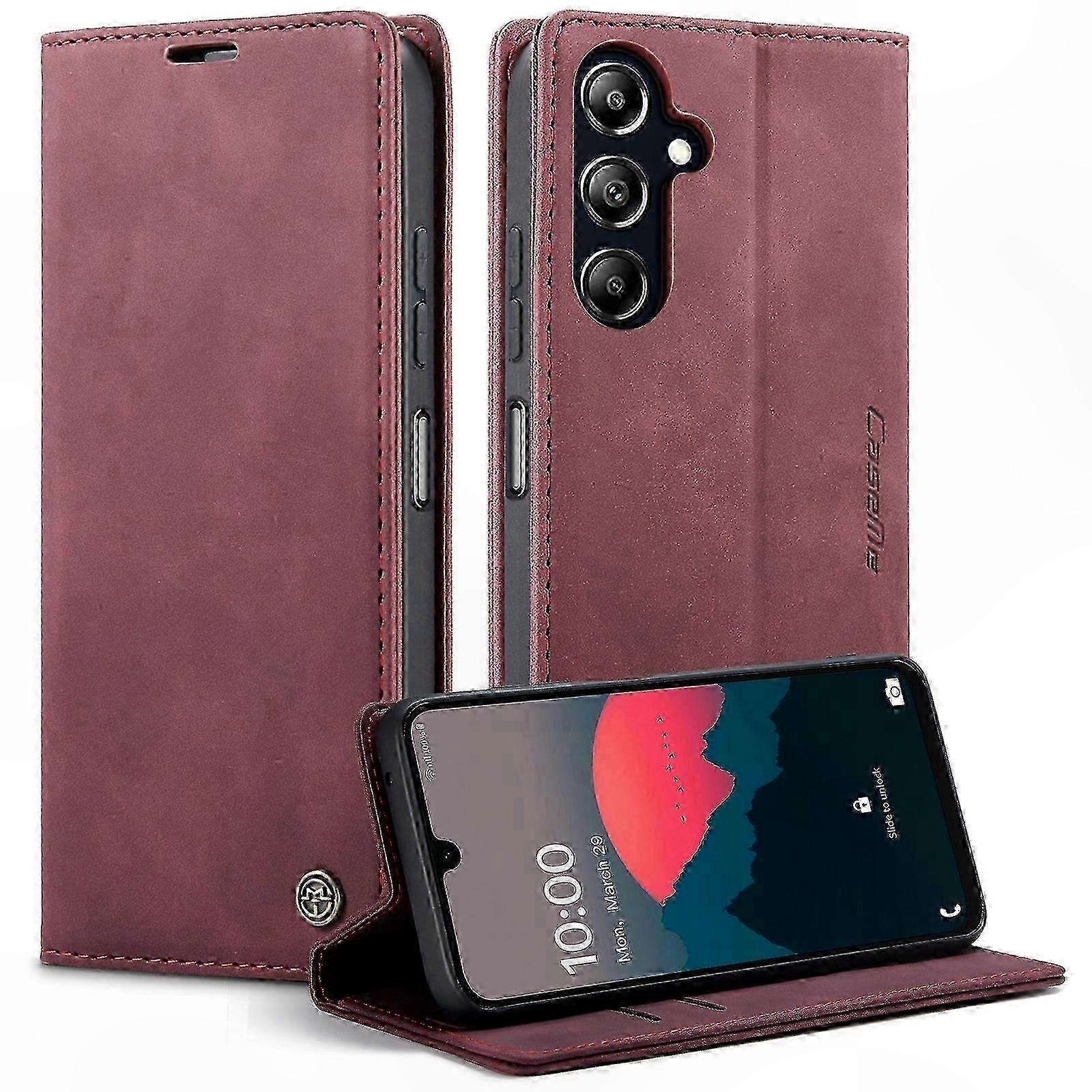 Multifunktionale Horizontale Klapphülle Aus Leder Für Galaxy A16 5g, Robuster Schutz, Kartenfächer, Hochwertige Verarbeitung, Elegantes Design, Kompatibel Mit Kabellosem Laden