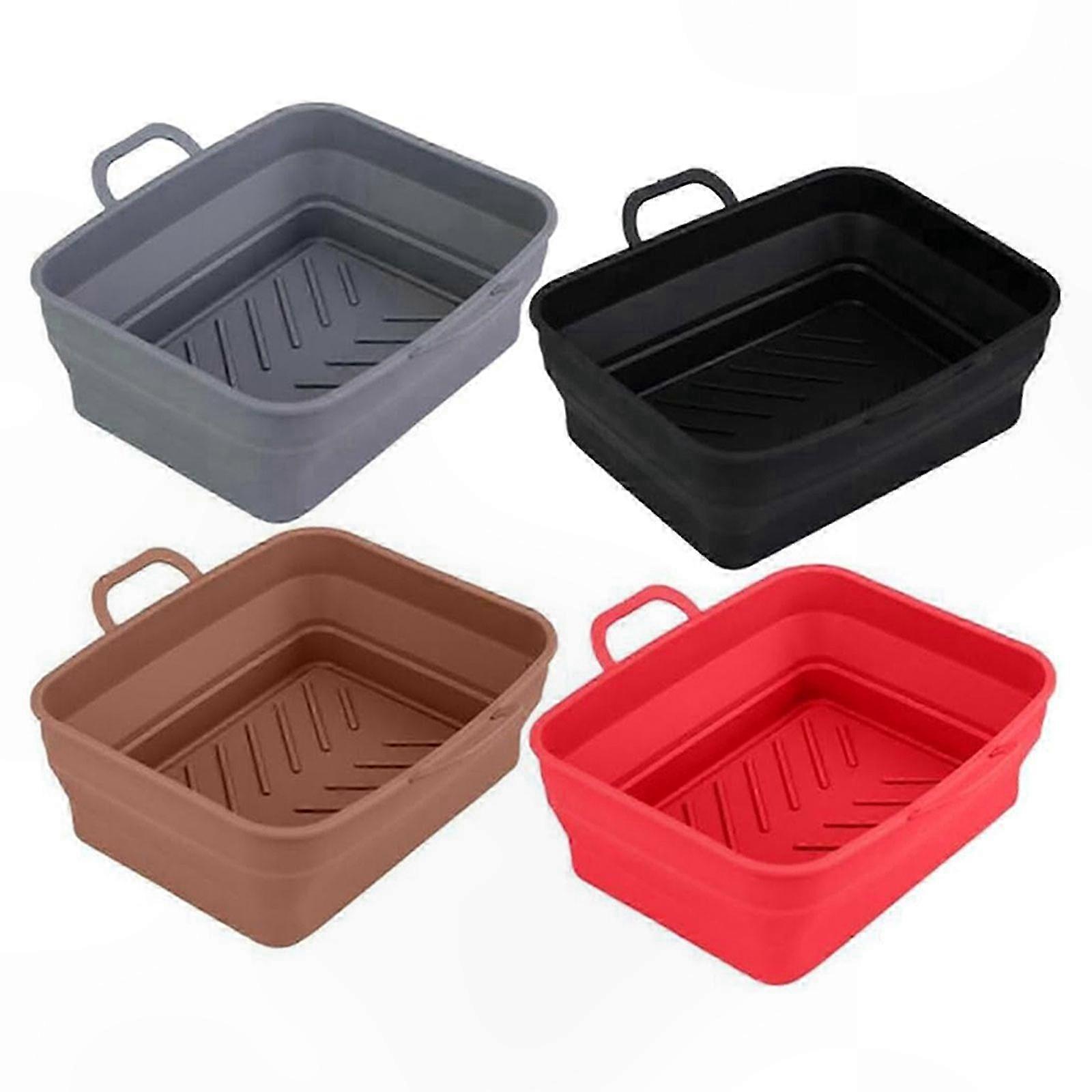 Set Mit 4 Silikon-heißluftfritteusen-körben, Faltbaren Kochschüsseln, Wiederverwendbaren Antihaft-einsätzen, Kompatiblem Heißluftfritteusen-zubehör, Standardgröße, Hitzebeständig, Leicht Zu Reinigen.