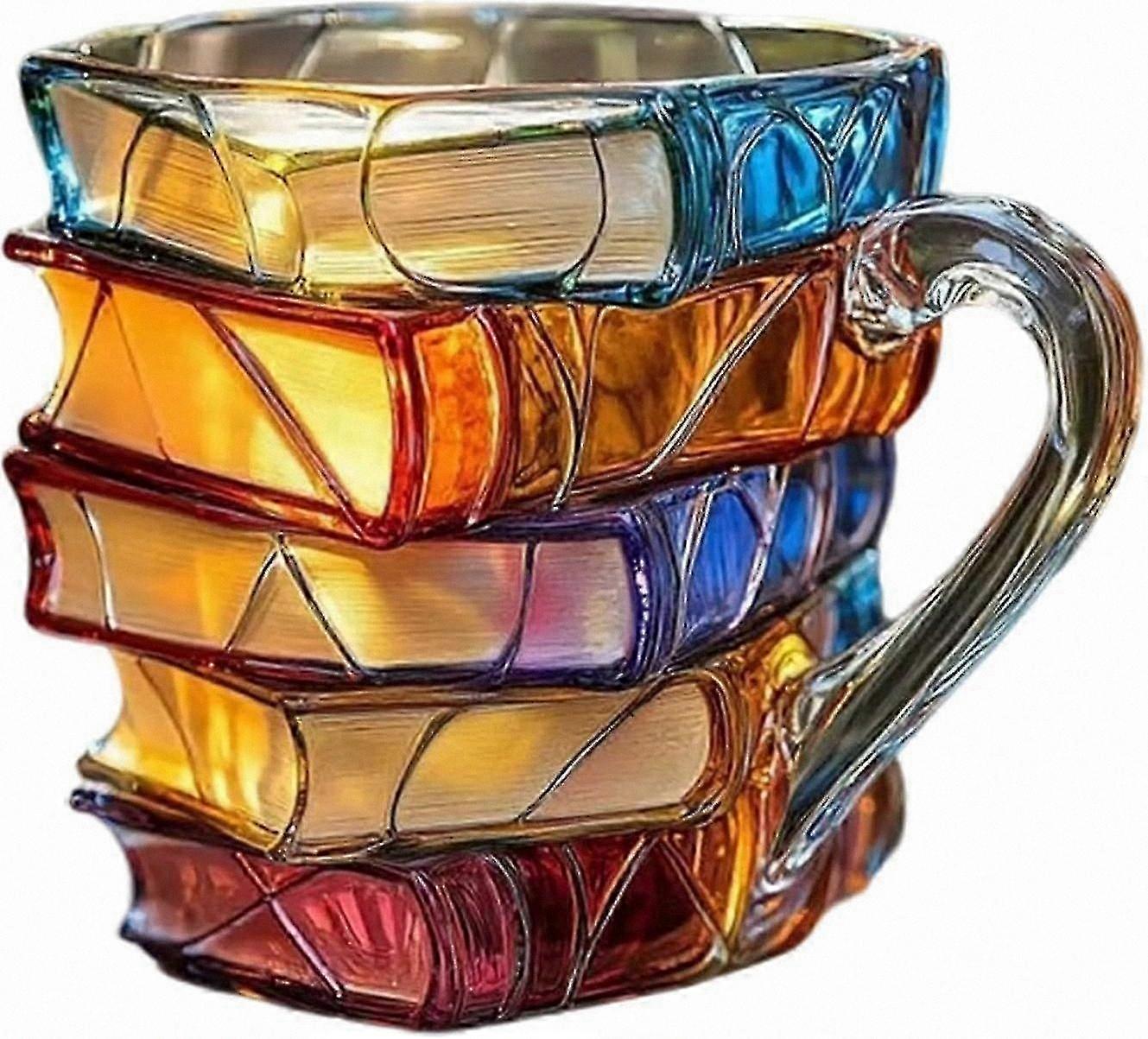 3d-bemalter Glasbecher In Buchform Für Heiße Und Kalte Getränke, Origineller, Stapelbarer Becher In Buchform, Ideales Geschenk Für Bücherliebhaber Und Freunde