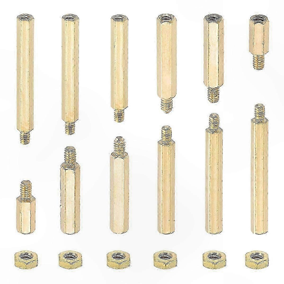 Sechskantschrauben-set Aus Messing, 240-teilig, Innen- Und Außengewinde-kombination Mit Unterlegscheiben Und Muttern, 3-mm-gewinde