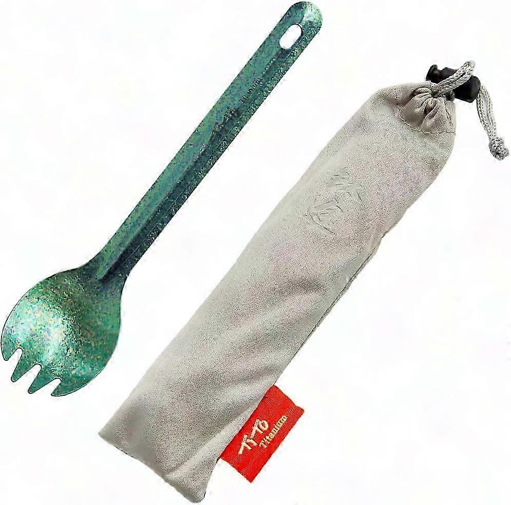 Glänzendes Gabel- Und Löffelset Aus Titanlegierung – Leicht, Ideal Zum Wandern, Reisen Und Für Zu Hause, Inklusive Stoffbeutel.