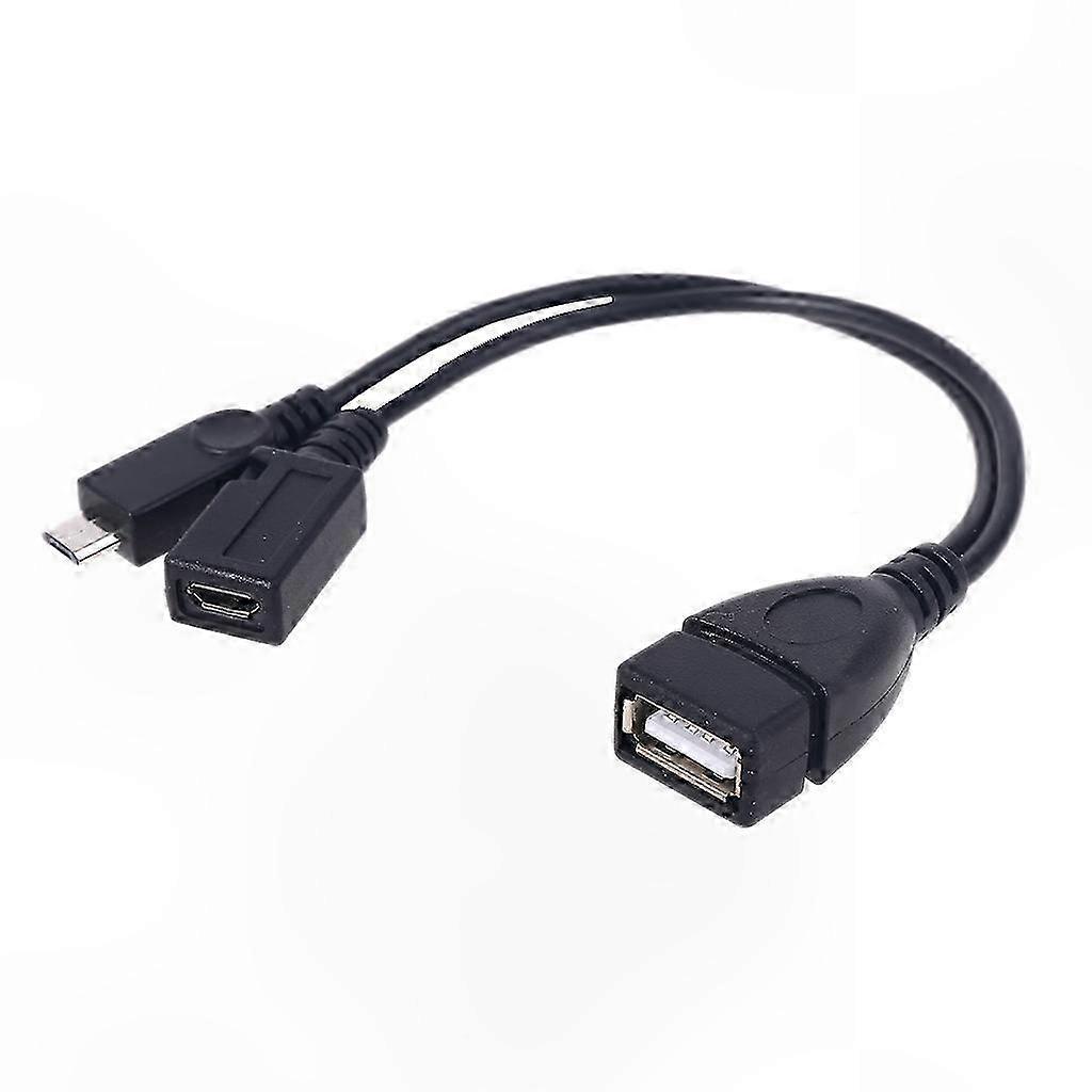 2-in-1 Otg-kabel Für Tv-stick Mit Netzkabel, Usb Typ A Buchse Auf Micro-usb Stecker Und Buchse, Kompatibel Mit Android- Und Windows-telefonen