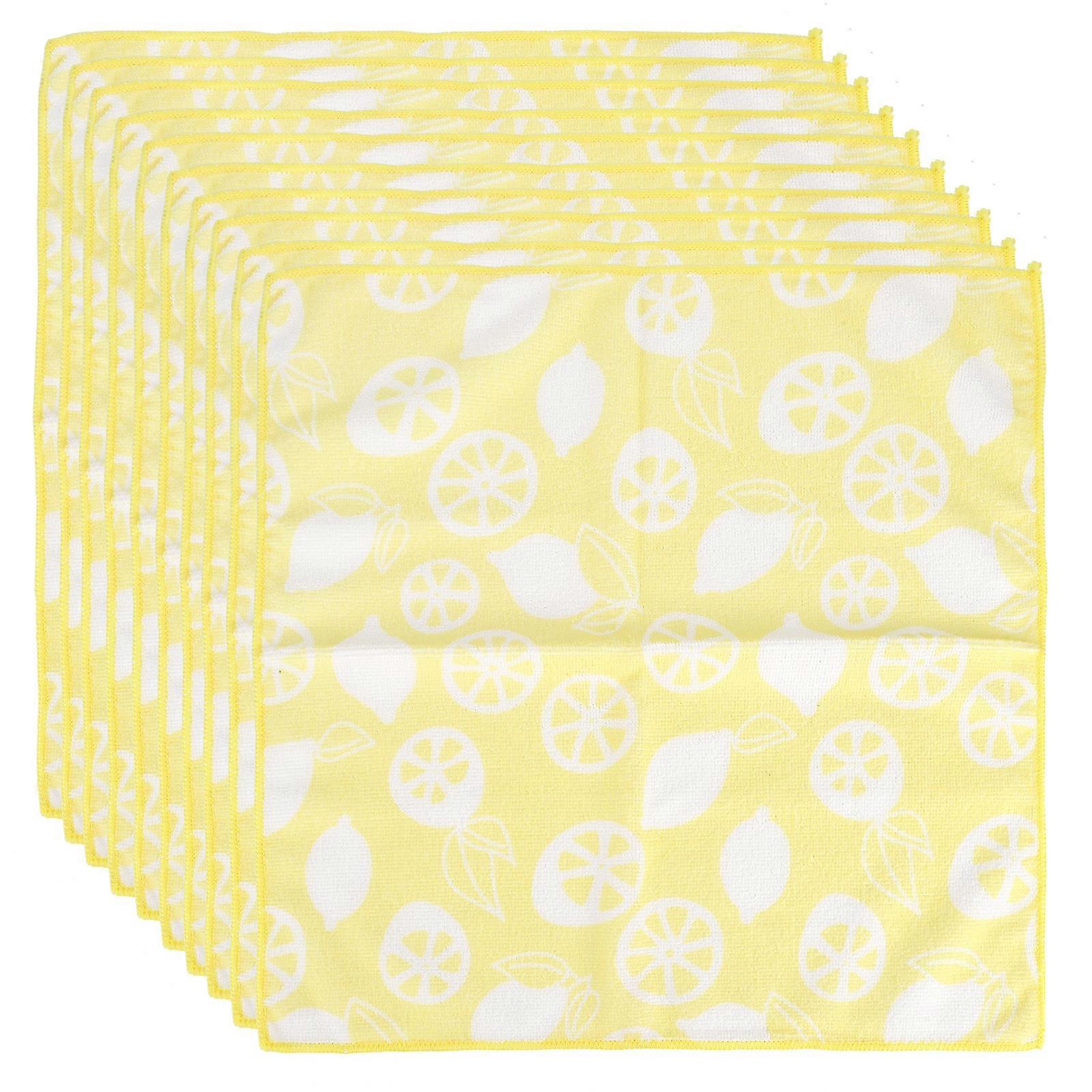 Set Mit 10 Mikrofasertüchern 40x40cm, Reaktiver Fruchtdruck, Ultra Saugfähig Für Die Küche, Weiche Und Strapazierfähige Tücher, Waschbar Und Schnell Trocknend.