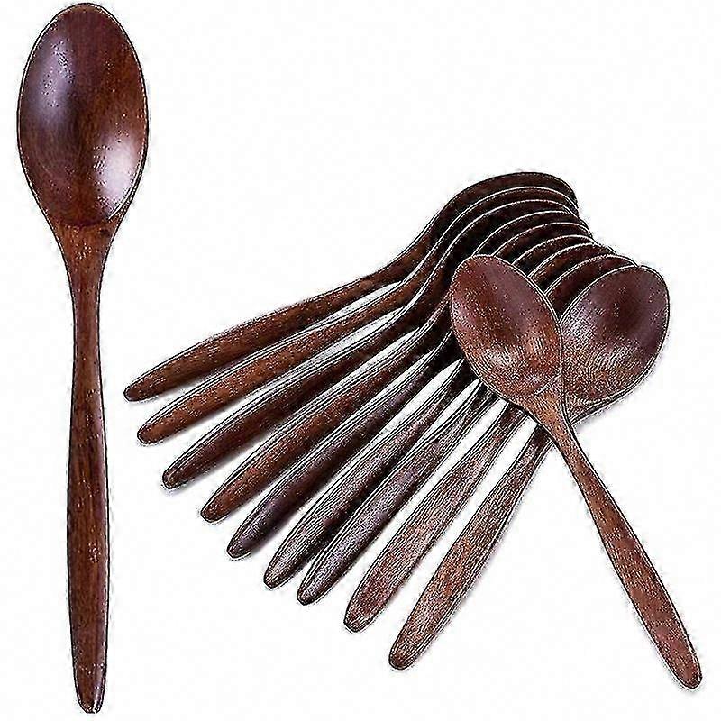 Set Mit 10 Naturholzlöffeln Mit Langen Griffen Für Suppen, Zum Umrühren Und Für Mahlzeiten