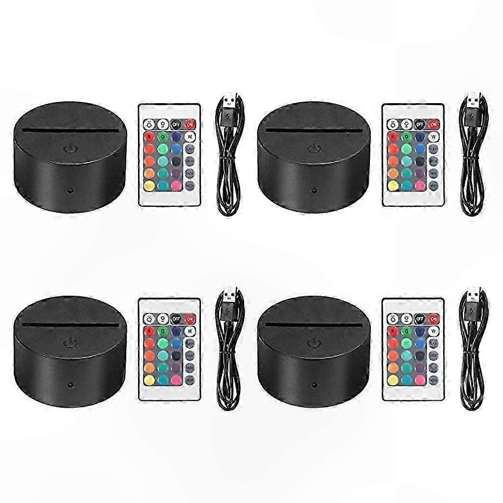 4-teiliges Led-nachtlichtset Mit Fernbedienung, Usb-kabel, 7 Einstellbaren Farben, Dekorative Beleuchtung Für Wohnzimmer, Restaurant, Büro
