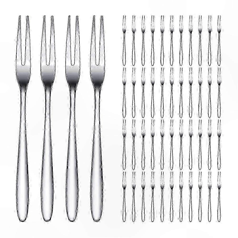 Set Aus 48 Dessertgabeln Aus Edelstahl, Ideal Für Salate, Obst Und Vorspeisen, Langlebig Und Elegant.