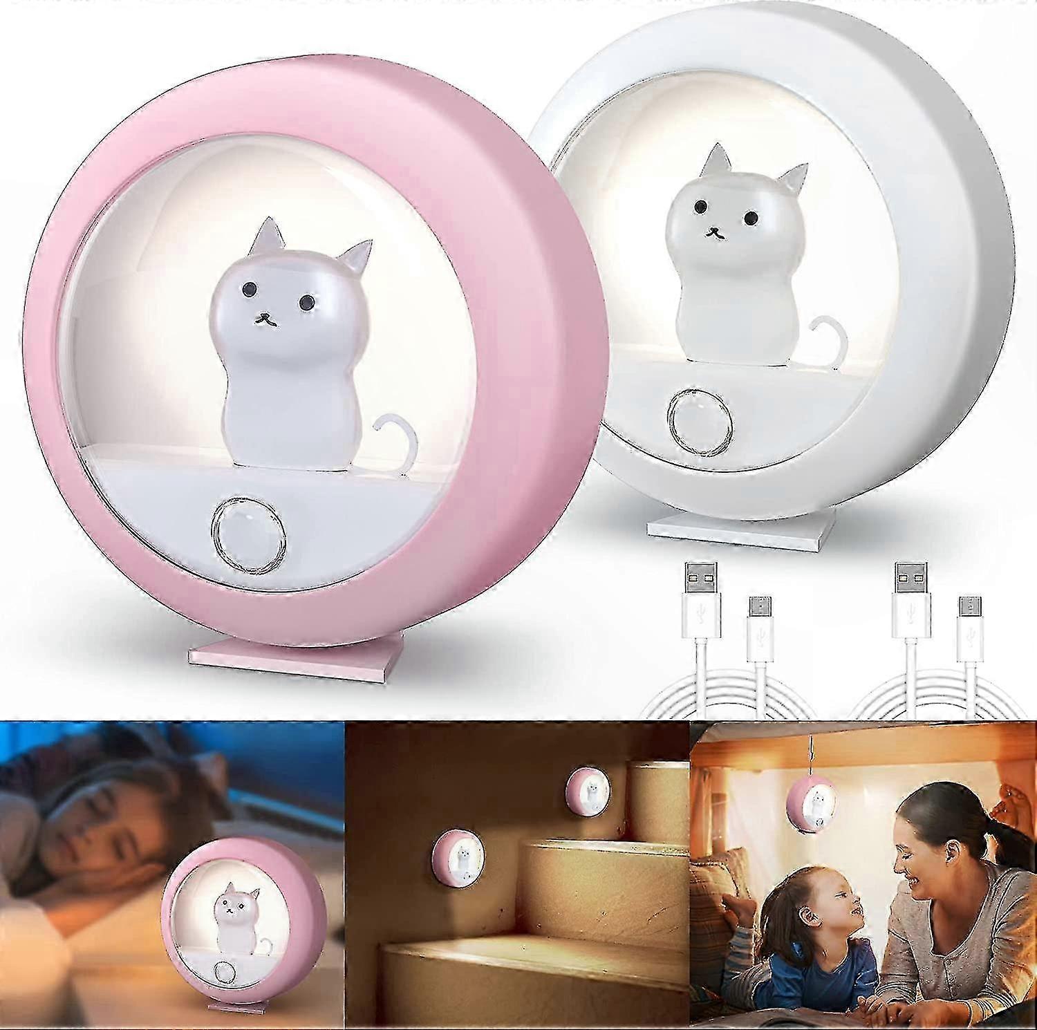 Set Mit 2 Led-nachtlichtern Mit Bewegungssensor, Usb-aufladbar, Automatische Ein-/ausschaltfunktion Zur Beleuchtung Des Babyzimmers