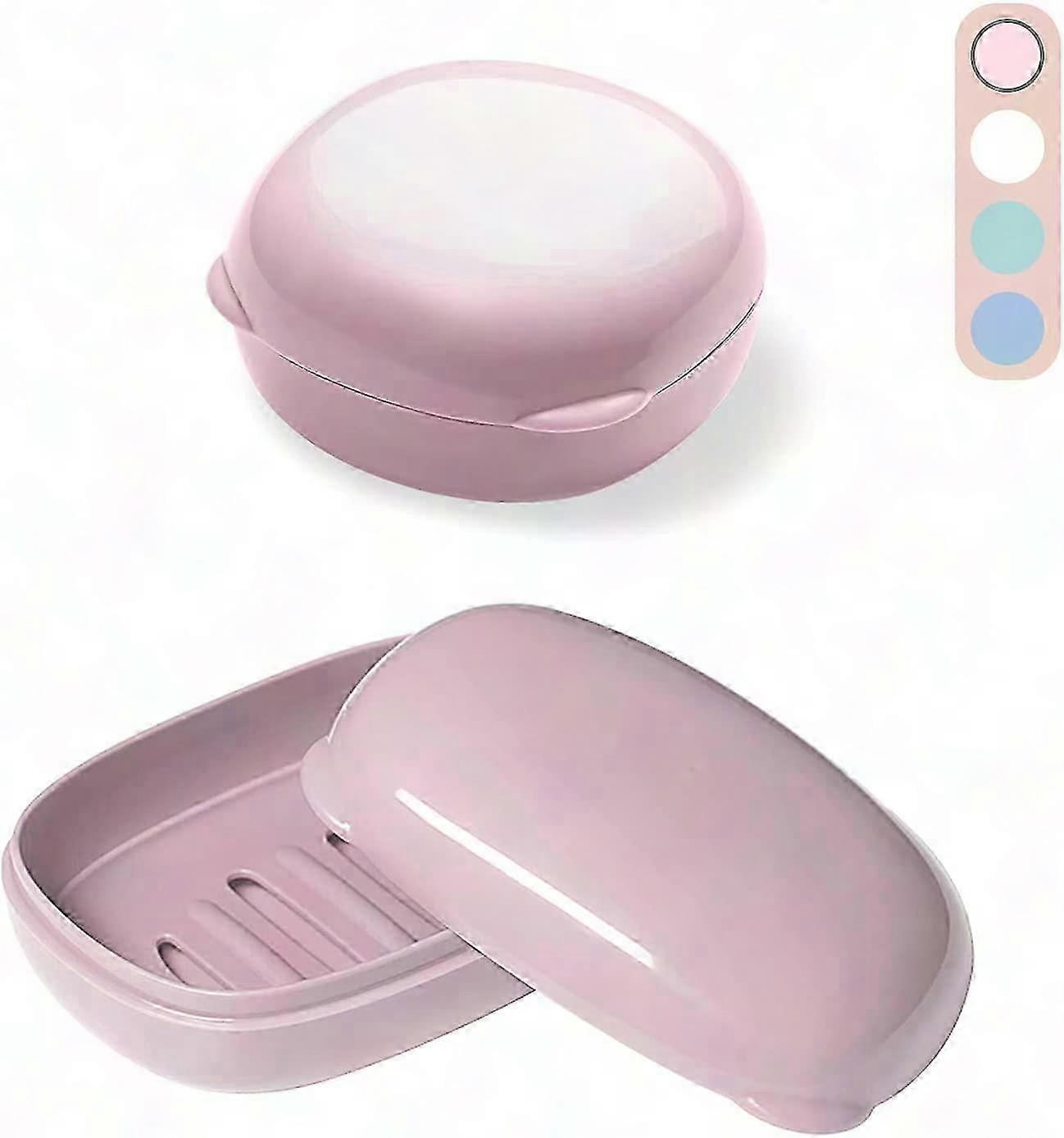 Set Mit 2 Seifenschalen Aus Kunststoff Mit Deckel Und Abtropffläche Für Reisen, Wandern, Dusche Und Badezimmer