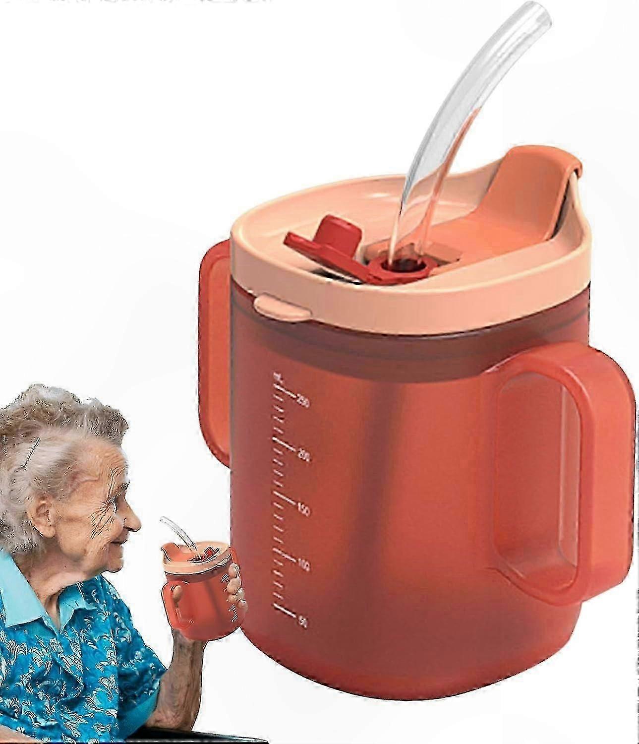 Auslaufsicherer Becher Mit Henkel, Strohhalm Und Deckel Für Erwachsene, Praktischer Trinkbecher Ohne Kleckern