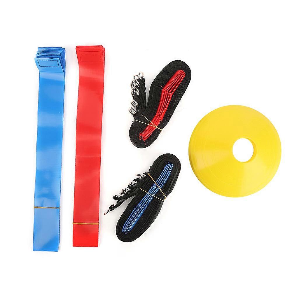 Set Mit 10 Weichen Pvc-fußballfahnen-gürteln Inklusive Markierungspads Und Sandsack, Trainingsset Für Das Spielfeld, Sportzubehör Für Spieler