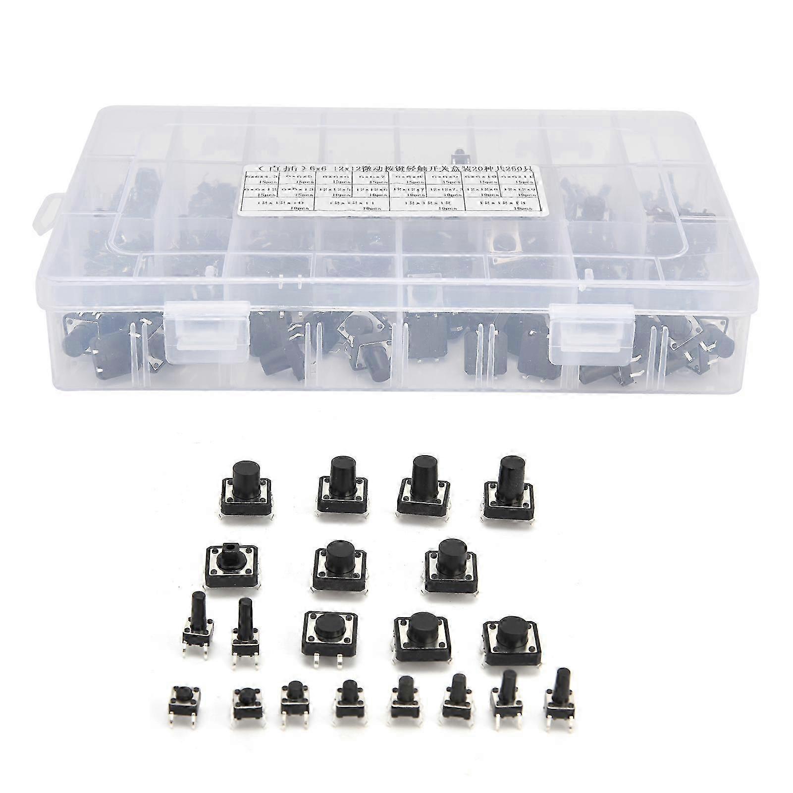 250 Stück 6x6 Und 12x12 Touch-schalter, Mini-kompakt-druckknöpfe Für Fernbedienungen Und Elektronisches Spielzeug, Einfacher Online-versand