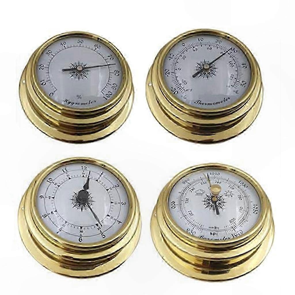 Thermometer, Hygrometer, Barometer, Uhr, 4-teiliges Set Aus Kupfer, Zirkonium, Marine-muschel-wetterstation, Zifferblatt 10 Cm