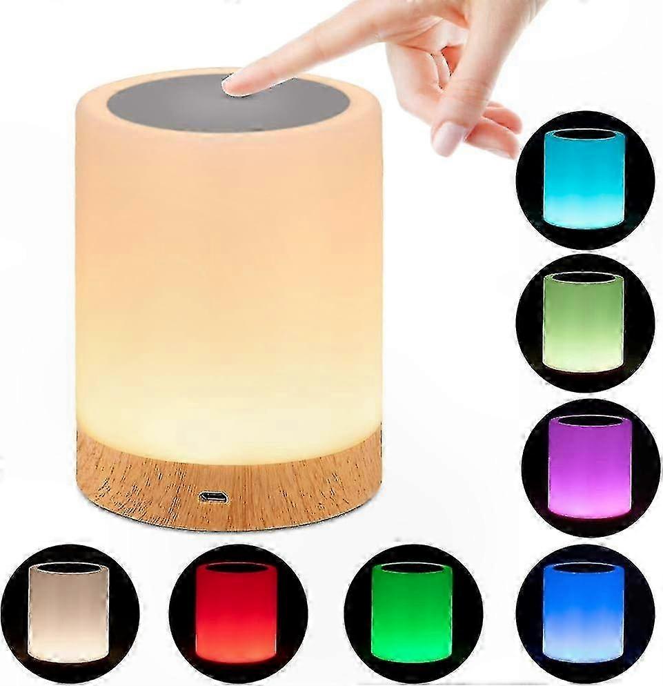 Berührungsempfindliche Rgb-led-nachttischlampe, Usb-aufladbar, Einstellbare Helligkeit, Ideal Für Schlaf- Und Wohnzimmer, Nachtlichtfunktion, Modernes Design, Touch-steuerung, Lange Akkulaufzeit.