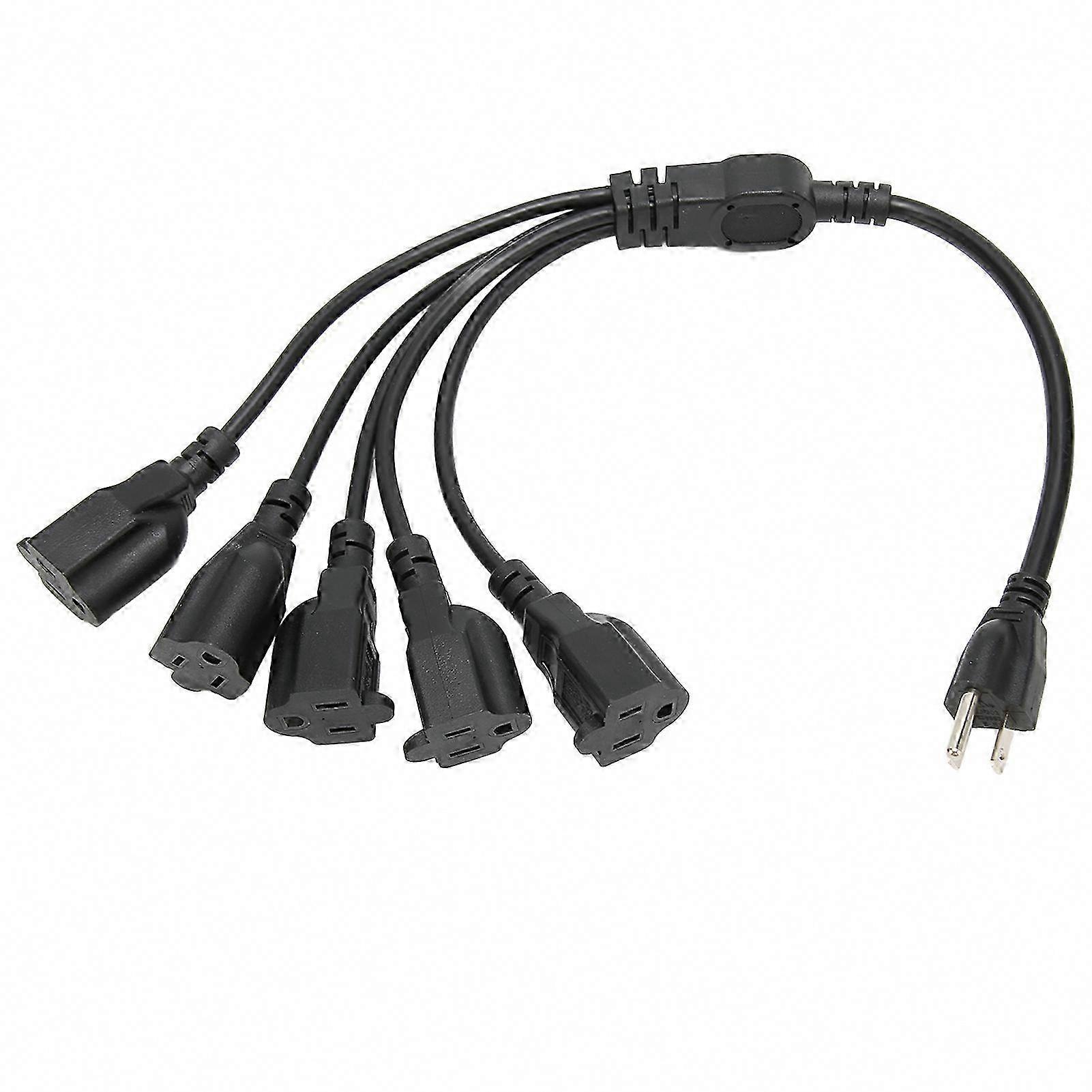 5-fach Steckdosenleiste Mit 3-poligem Kabel – Hochleistungs-verlängerungskabel (16 Awg/18 Awg), Stromverteiler Für Computer Und Led-bühnenbeleuchtung