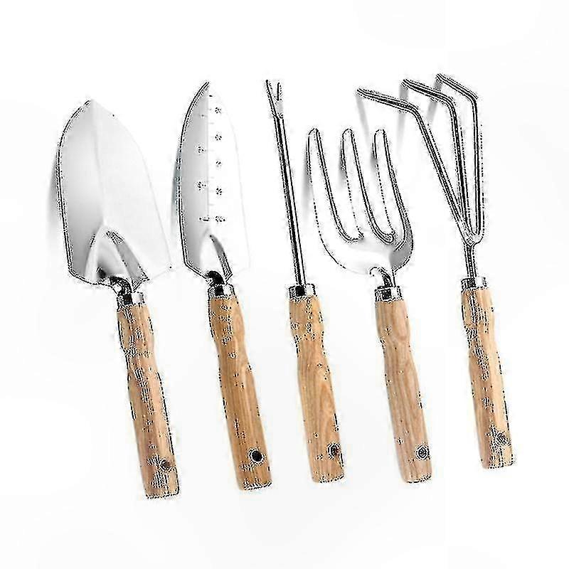 Garten-set Aus Edelstahl – 5-teiliges Handwerkzeugset Zum Pflanzen Und Gärtnern