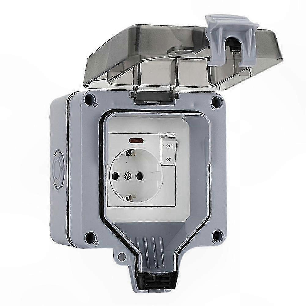 Wasserdichte Außensteckdose Mit Schalter, Eu-adapter Ip66, Regensicheres Gehäuse Für Garten Und Terrasse