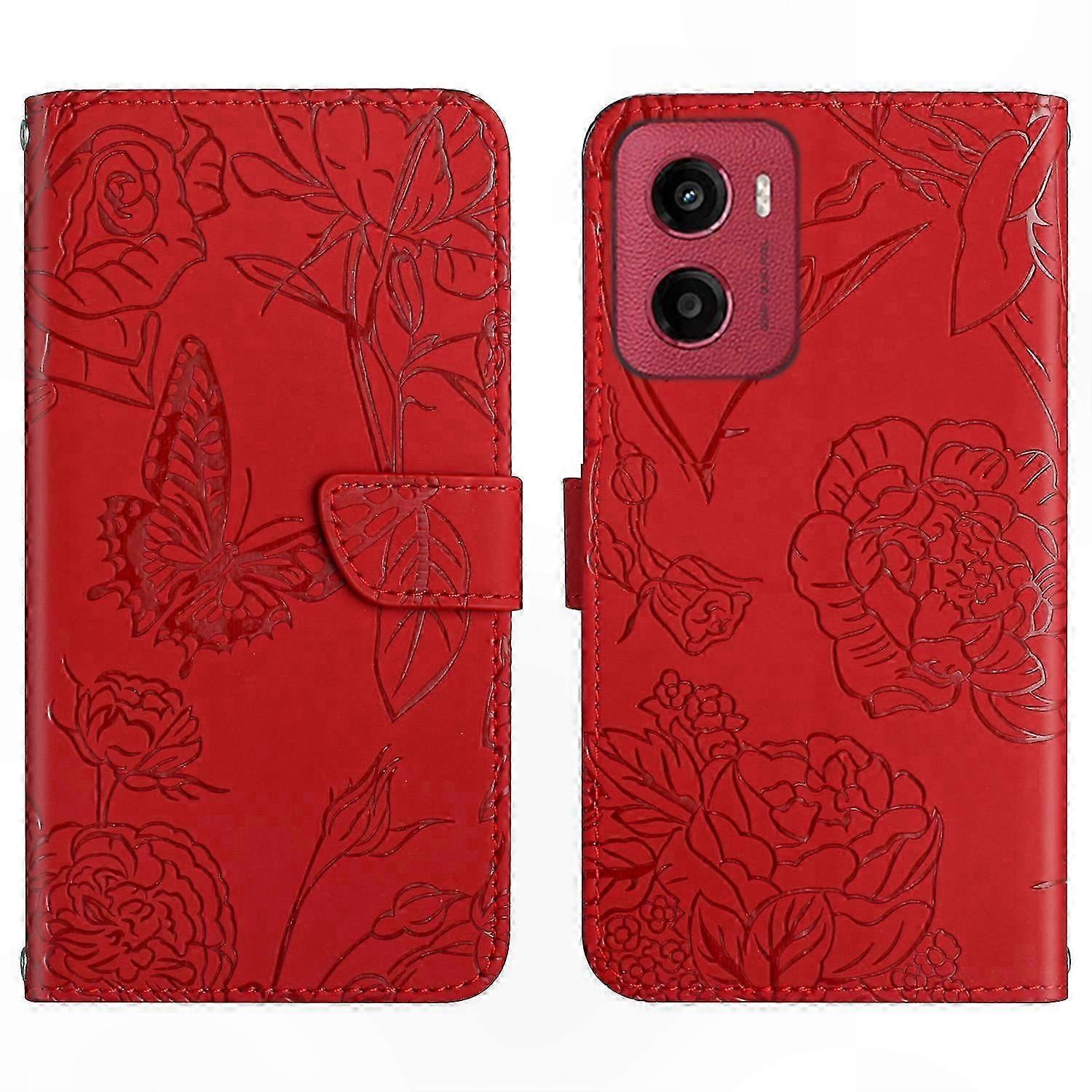Wendbare Lederhülle Mit Schmetterlingsmuster Für Moto G05 Ht03, Elegante Und Schlanke Schutzhülle