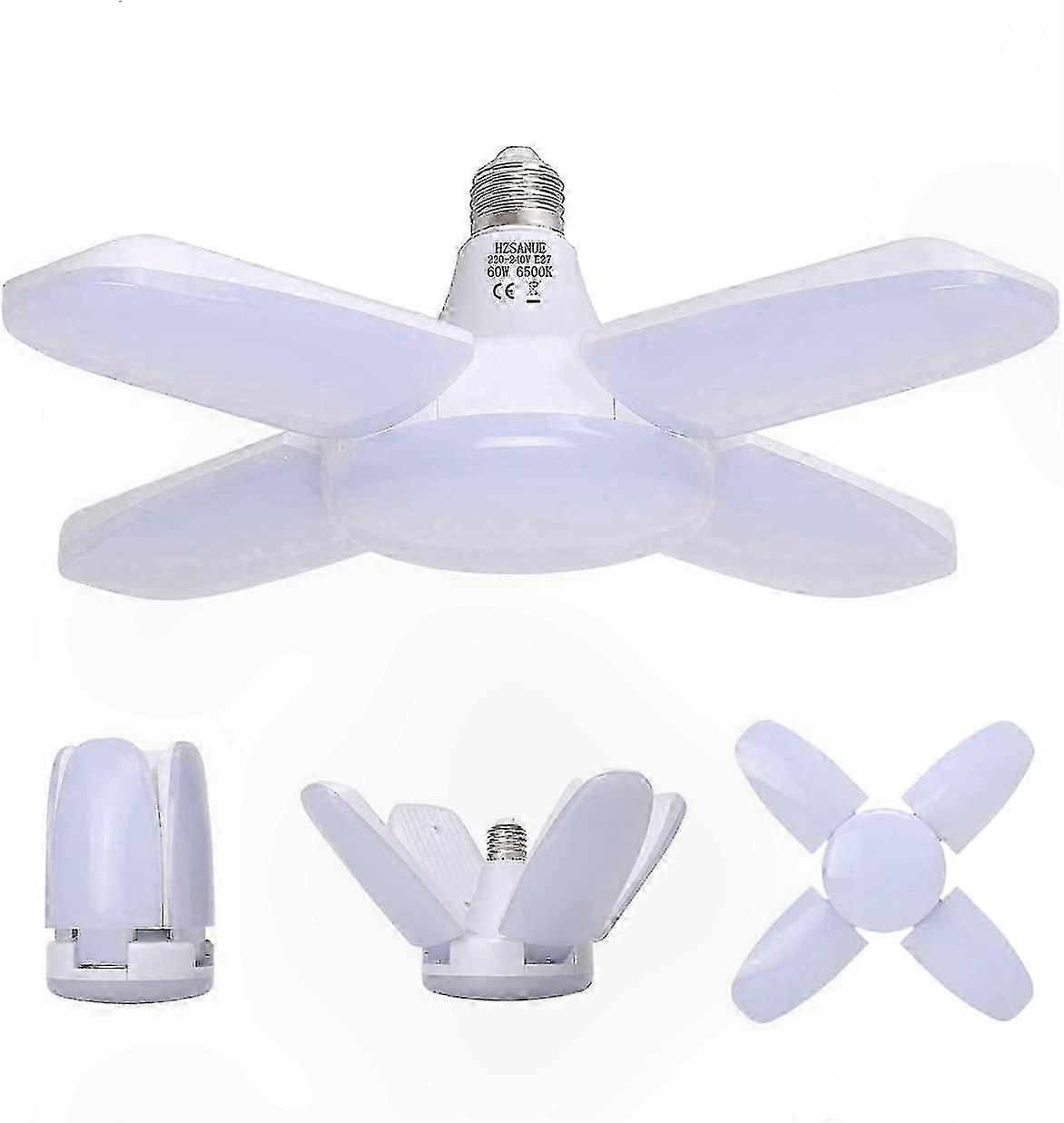 6500k 60w Led-garagenleuchte, 6800 Lumen, Verstellbare Paneele, Werkstatt-deckenleuchte Für Lagerhallen, Turnhallen, E27