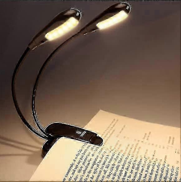 Verstellbare, Wiederaufladbare Led-klemmlampe Für Notenständer Und Bücher, Zweifarbige, Warmweiße Beleuchtung, Augenschutz, Tragbar Und Praktisch