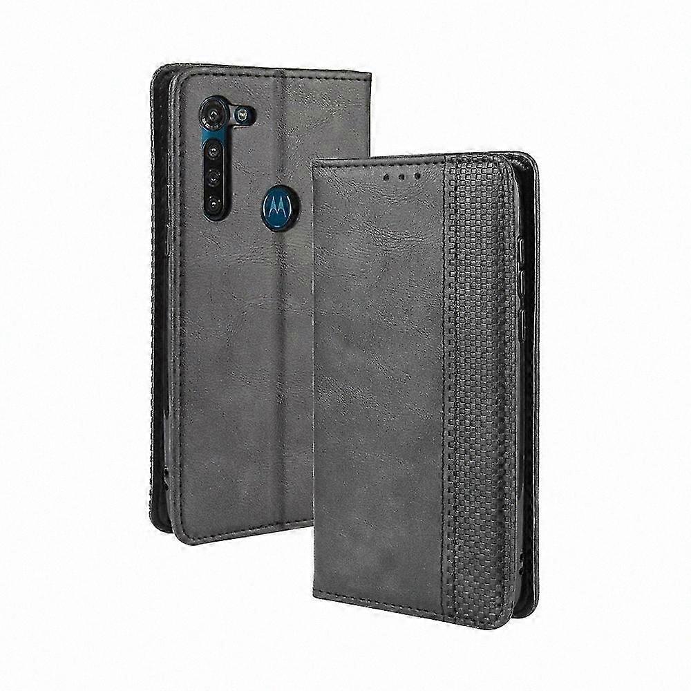 Retro-lederhülle Im Crazy-horse-stil Mit Magnetverschluss Für Moto G8 Power, Inklusive Kartenhalter, Fotorahmen Und Integriertem Ständer