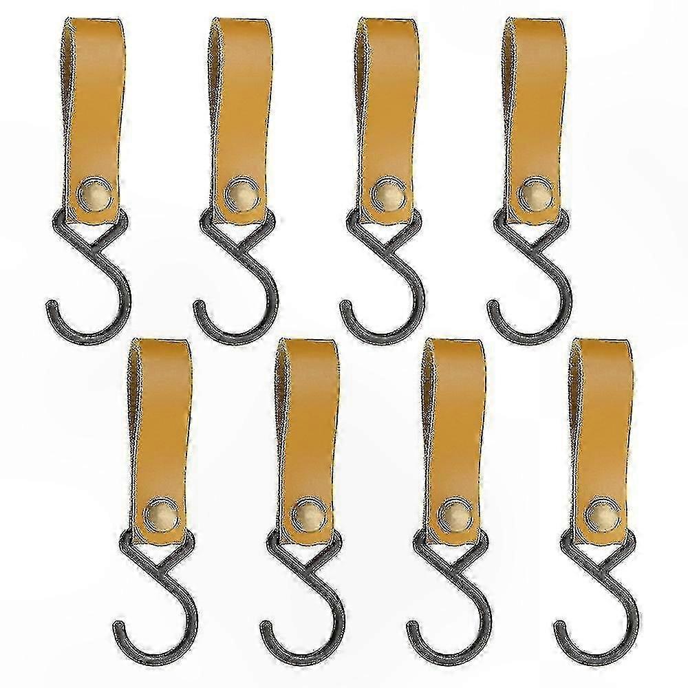 Set Mit 8 S-haken Aus Leder Zum Aufhängen, Robuste Metallhaken Für Kinderwagen Und Camping, Stabile Aufbewahrungsaccessoires