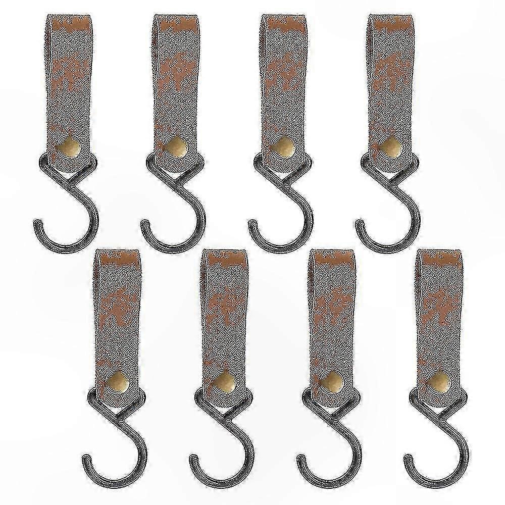 Set Mit 8 Robusten S-haken Aus Metall Zum Aufhängen, Befestigen An Kinderwagen Und Beim Camping, Strapazierfähige Lederoberfläche