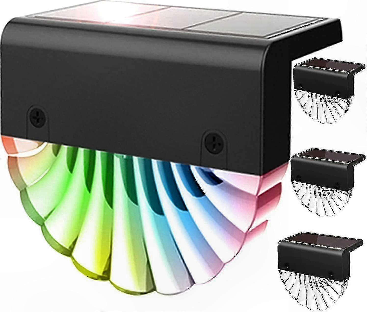 Solarbetriebene Led-gartenleuchten, 4er-set Für Wege Und Zäune Im Außenbereich, Mehrfarbige Wandleuchten Für Einfahrten Und Gartengestaltung