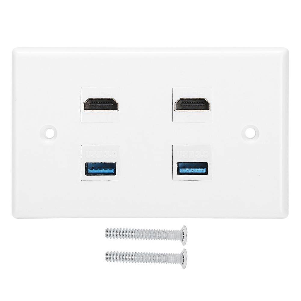 Wanddose Mit 2 Hdmi-buchsen (aufeinander) Und 2 Usb-anschlüssen, Clip-montageplatte Für Heim- Und Hotelanwendungen Sowie Av-anschluss Und Ladefunktion