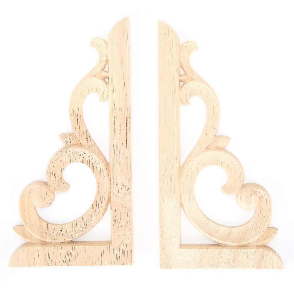 Set Aus 2 Geschnitzten Wandleuchten Aus Holz, Unbemalt, Zur Eckdekoration, Wand- Und Möbelverzierung, Mit Eingraviertem Blumenmotiv, Naturbelassen, Ideal Für Heimwerkerprojekte Und Restaurierungsarbei