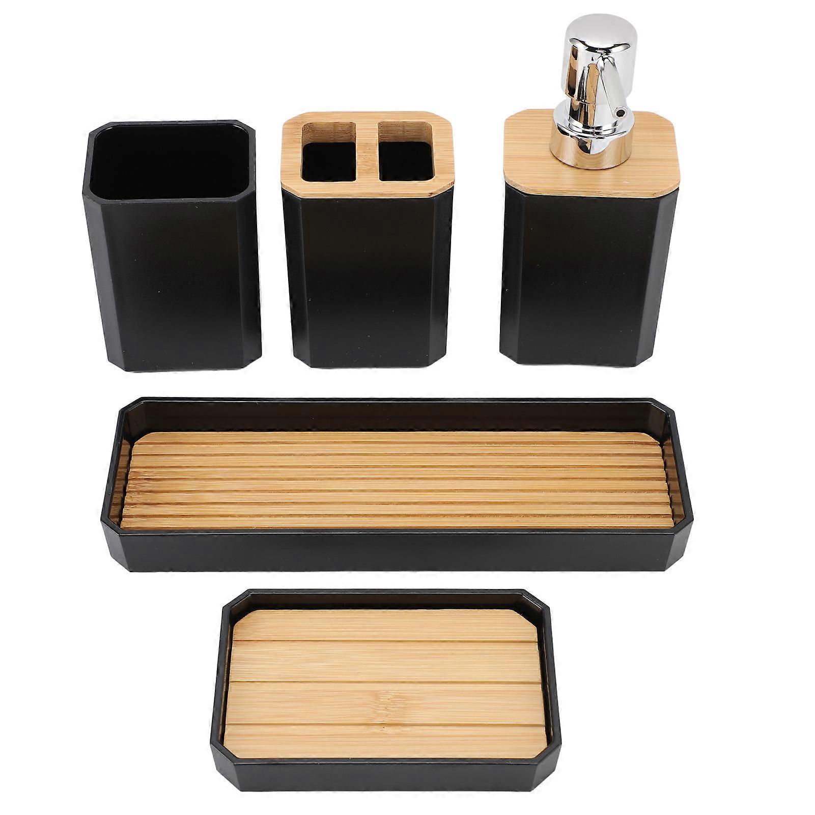 Badezimmer-accessoire-set, Komplettes Set Mit Zahnbürstenhalter, Flüssigseifenspender, Seifenschale Und Ablage, 5-teilig