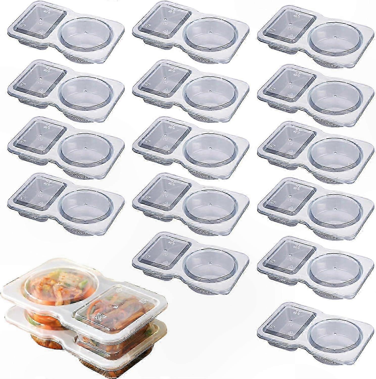 Tragbarer Saucenbecher Mit Zwei Fächern Und Deckeln, Doppelwandiger Behälter Für Saucen, Gewürze Und Snacks, Ideal Für Reisen Und Picknicks