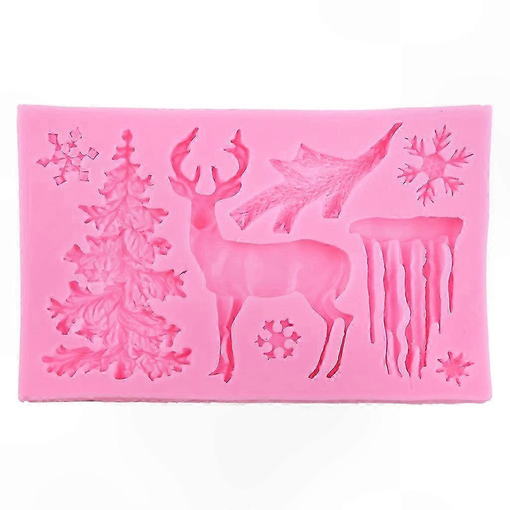 3d-weihnachts-hirsch-schneeflocken-silikonform Für Schokolade, Fondant, Kuchen, Diy-basteldekoration