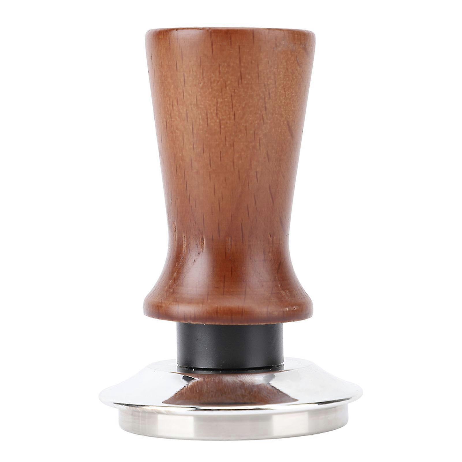 Kalibrierter, Federbelasteter Kaffeetamper Aus Holz Mit Edelstahlfuß, Für Den Heimgebrauch Und Den Professionellen Einsatz In Cafés.