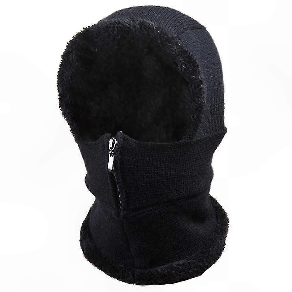 Strickmütze Für Damen, Schlichte Fleece-ski-sturmhaube, Winddichte Gesichtsmaske Mit Reißverschluss, Warmes Fleecefutter, Wendbare Ohren- Und Nackenwärmer, Einheitsgröße.