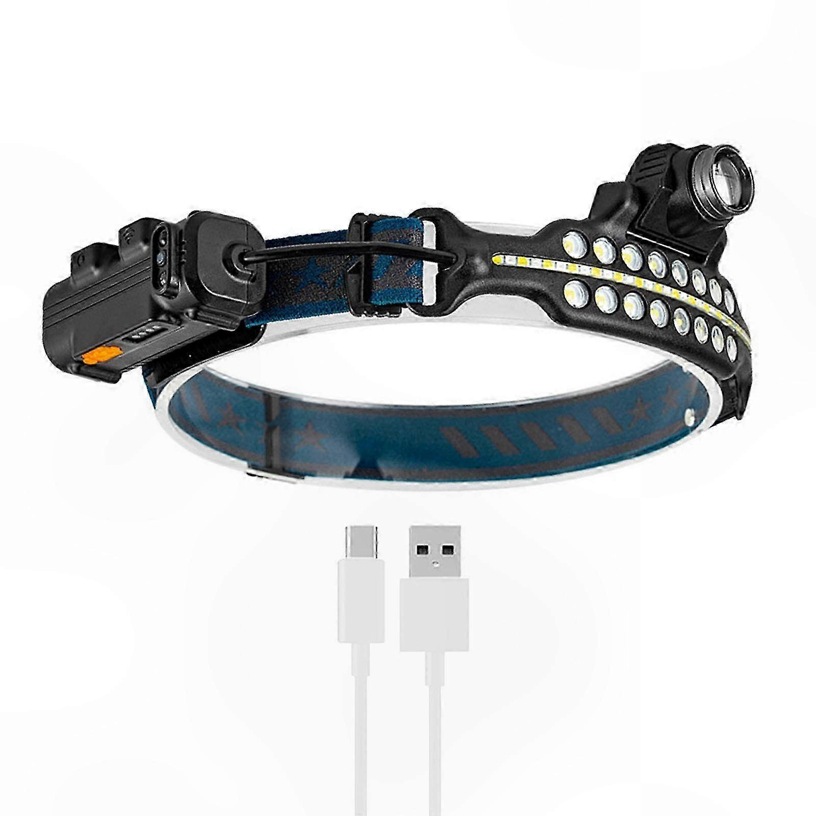 6-modus-led-stirnlampe, Bewegungssensor, Usb-c-aufladbar, Ipx4 Wasserdicht, Stirnlampe Für Angeln Und Outdoor-aktivitäten