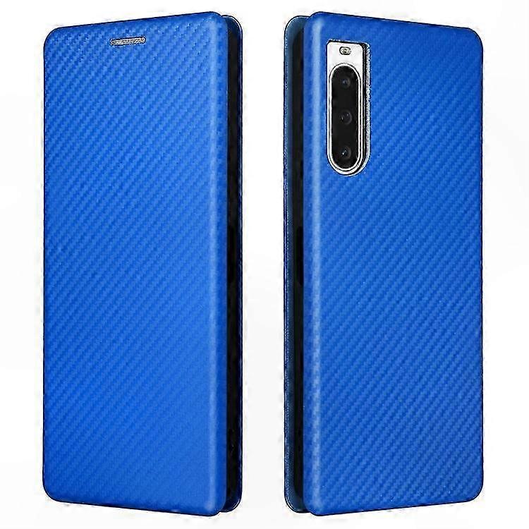 Xperia 10 V Handyhülle Aus Kohlefaser Mit Kartenhalter Und Ständer, Carbon-textur, Robuste Hülle Mit Ständer Und Kartenfach, Hochwertige Verarbeitung, Leichter Schutz