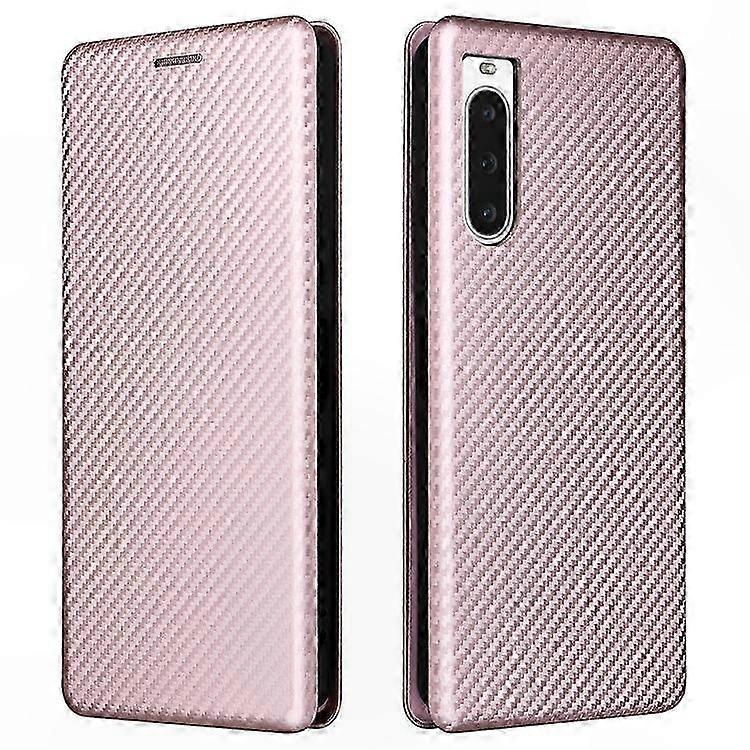 Xperia 10 V Handyhülle Aus Kohlefaser, Kartenhalter Und Integrierter Ständer, Kohlefaserstruktur, Robuste Hülle Mit Ständer, Schlanker Und Leichter Schutz Für Sony Xperia 10 V, Multifunktionales Zubeh