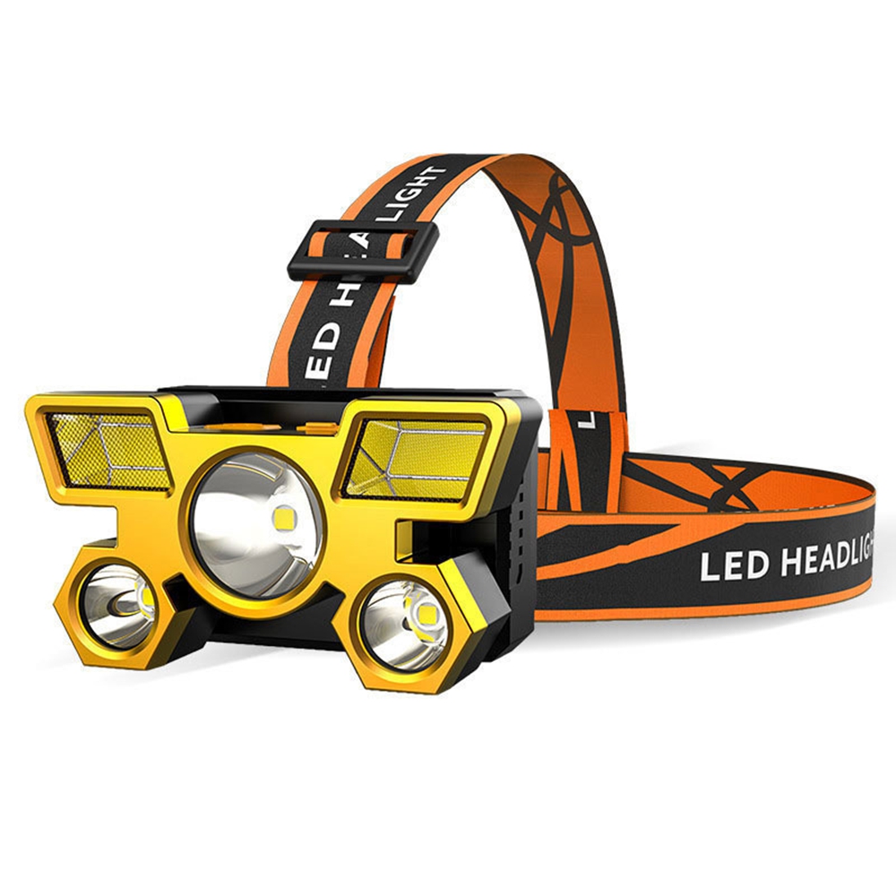 Ultrahelle, Wiederaufladbare Led-stirnlampe, Wasserdichte Stirnlampe Mit Großer Reichweite Für Den Outdoor-einsatz, Freihändige Beleuchtung Beim Angeln, Camping Und Wandern, Orangefarbenes Stirnband M