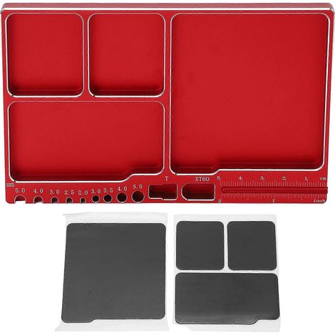 Set Mit 2 Magnetischen Aluminium-schraubplatten, Teilehalter Mit Magnetfuß Für Rc-reparaturen, Universelle Aufbewahrungsschale