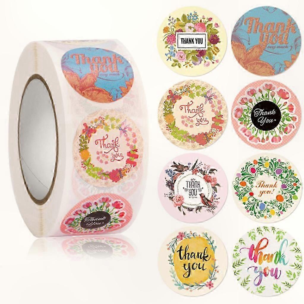 500 Dankesaufkleber Mit Blumenmotiv, Dankesetiketten Für Kunsthandwerker, Ladenbesitzer, Verpackungen, Konditoreien, Schreibwaren, Dekoration