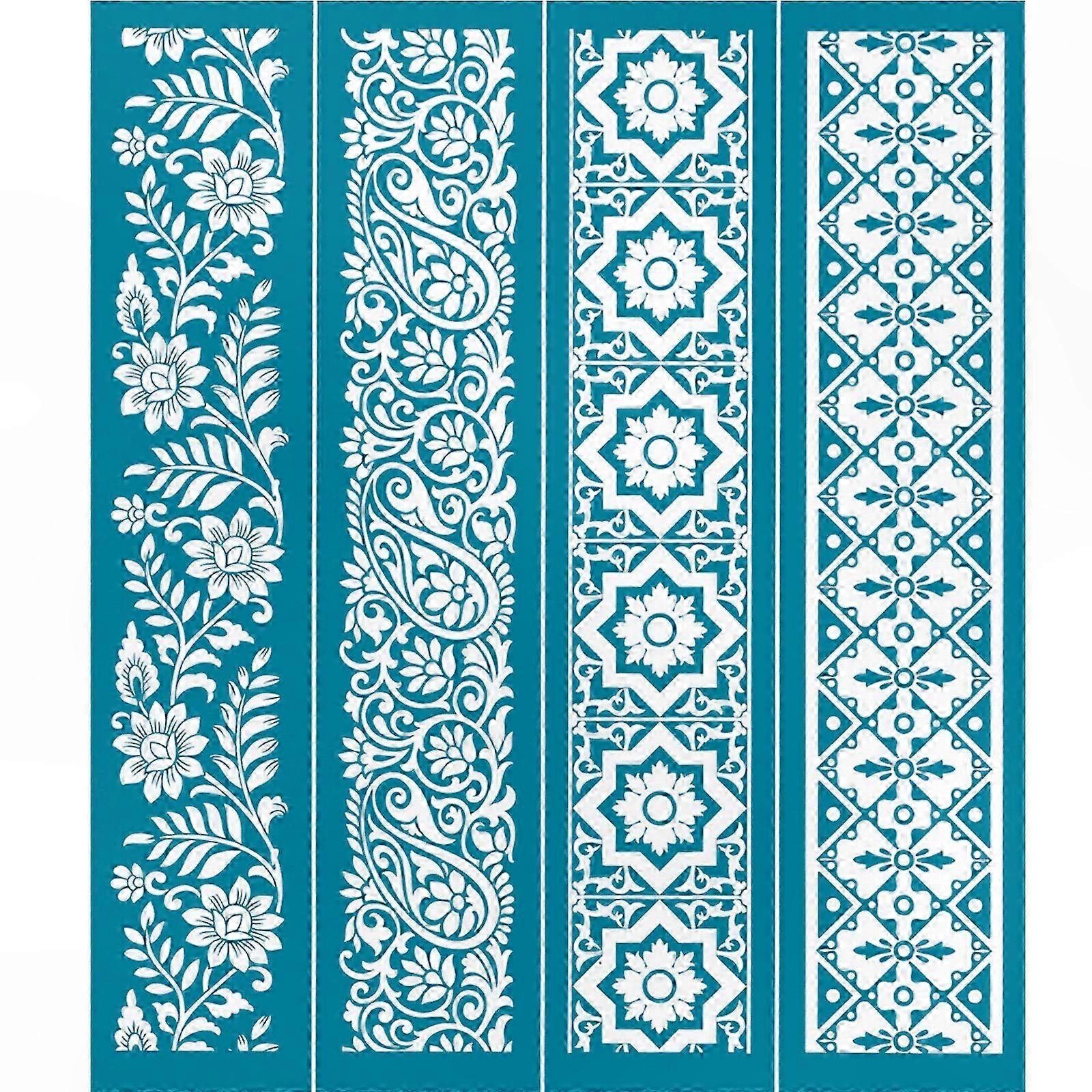 Set Mit 2 Selbstklebenden Schablonen Aus Netzgewebe Mit Blumen- Und Rankenmotiven Für Siebdruck, Diy-transfers Auf Holz, T-shirts, Kissen, Stoff, Taschen Und Textildekoration