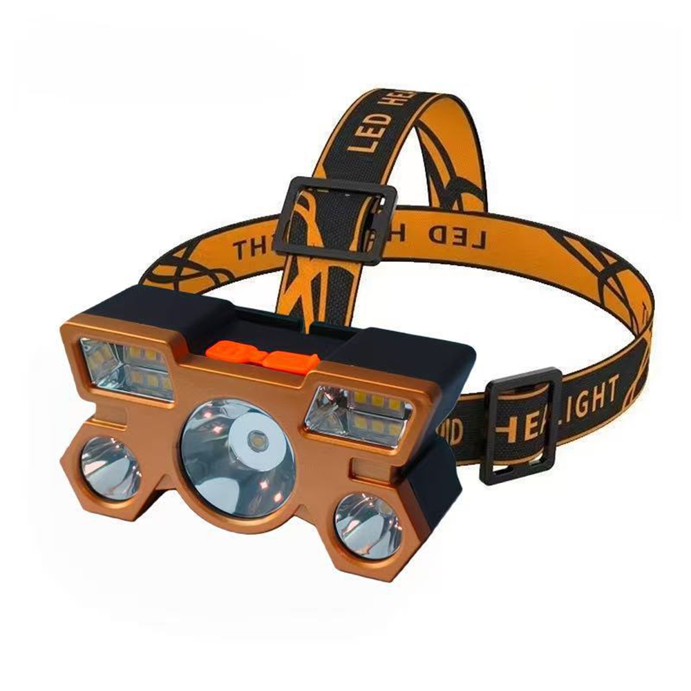 Hochleistungsfähige, Wiederaufladbare Orangefarbene Led-stirnlampe, Wasserdichte Stirnlampe Mit Großer Reichweite, Freihändige Beleuchtung Zum Angeln, Campen, Wandern Und Für Arbeiten Im Freien